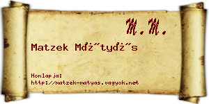 Matzek Mátyás névjegykártya